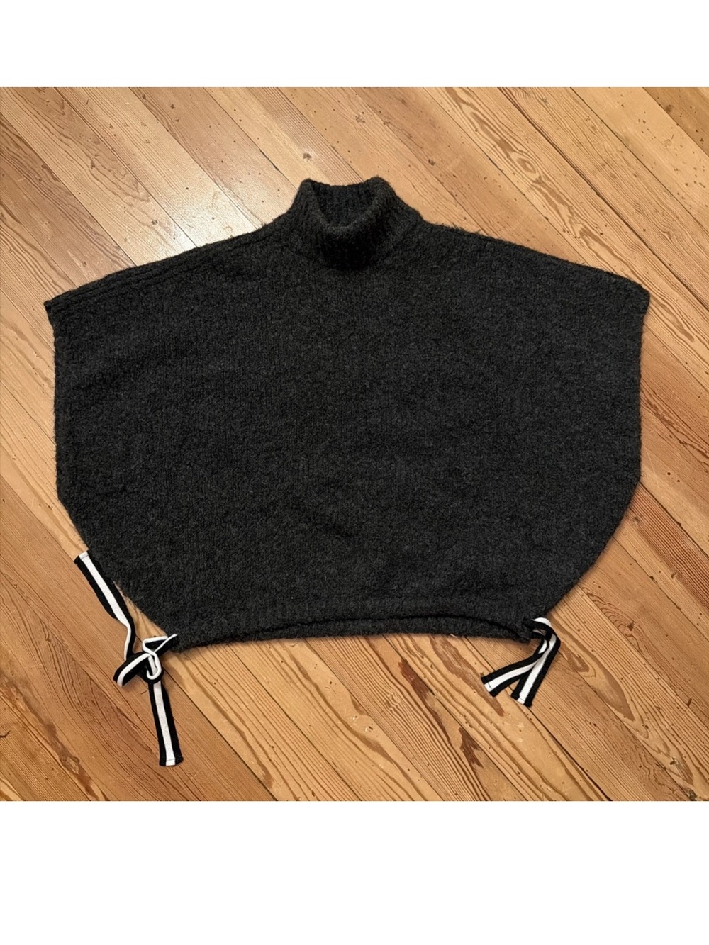Sita Murt Turtleneck Poncho Sweater One Size Alpaca Wool Gray Pullover